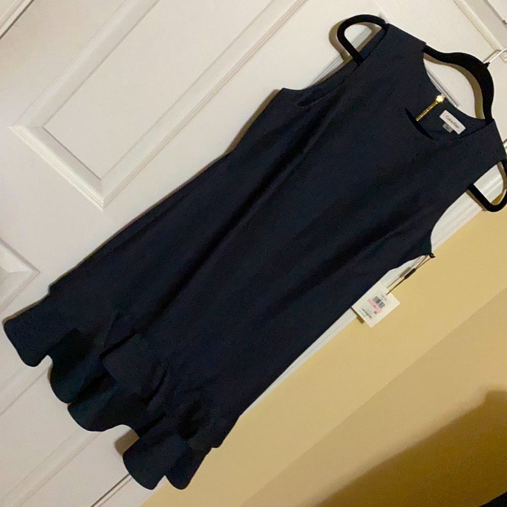 NWT Calvin Klein Blue Ruffle Bottom Dress sz10
